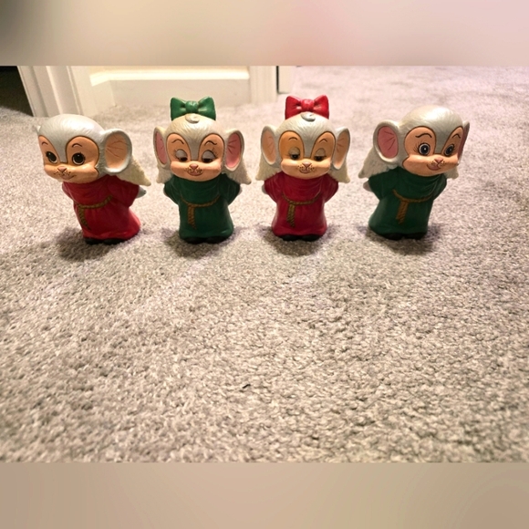 Other - Vintage Ceramic Christmas Angel Mice Handpainted Set of 4